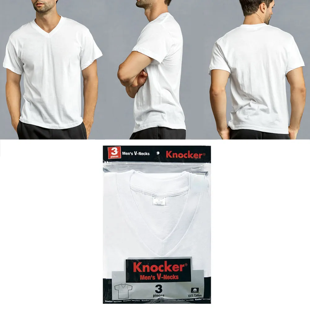 6 Mens White V-Neck T-Shirt 100% Cotton Undershirt Comfort Soft Tee Tagless 2XL