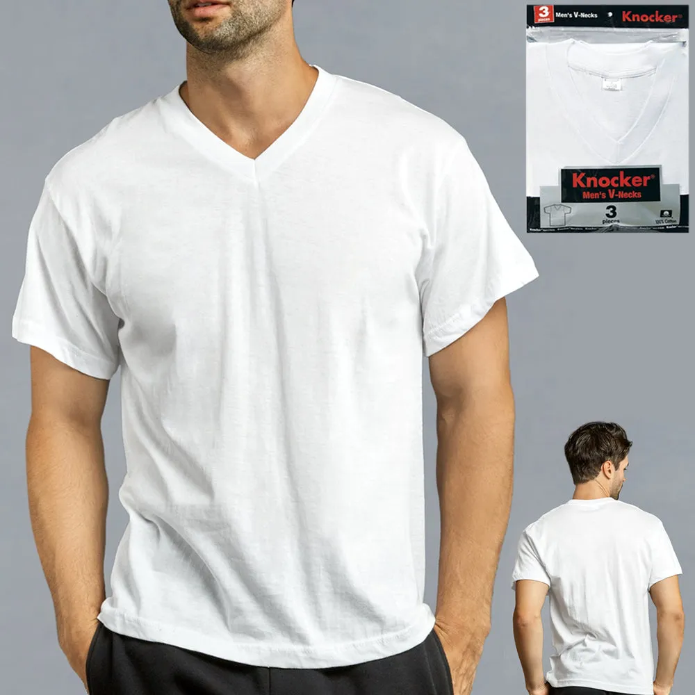 6 Mens White V-Neck T-Shirt 100% Cotton Undershirt Comfort Soft Tee Tagless 2XL