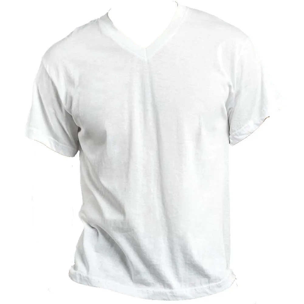 6 Mens White V-Neck T-Shirt 100% Cotton Undershirt Comfort Soft Tee Tagless Sz L