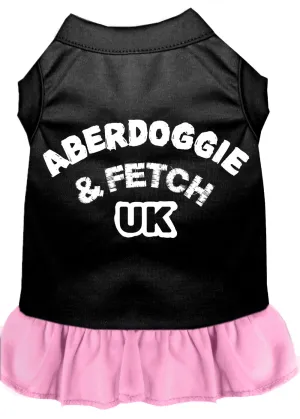 Aberdoggie Uk Screen Print Dog Dress Black With Light Pink Xl