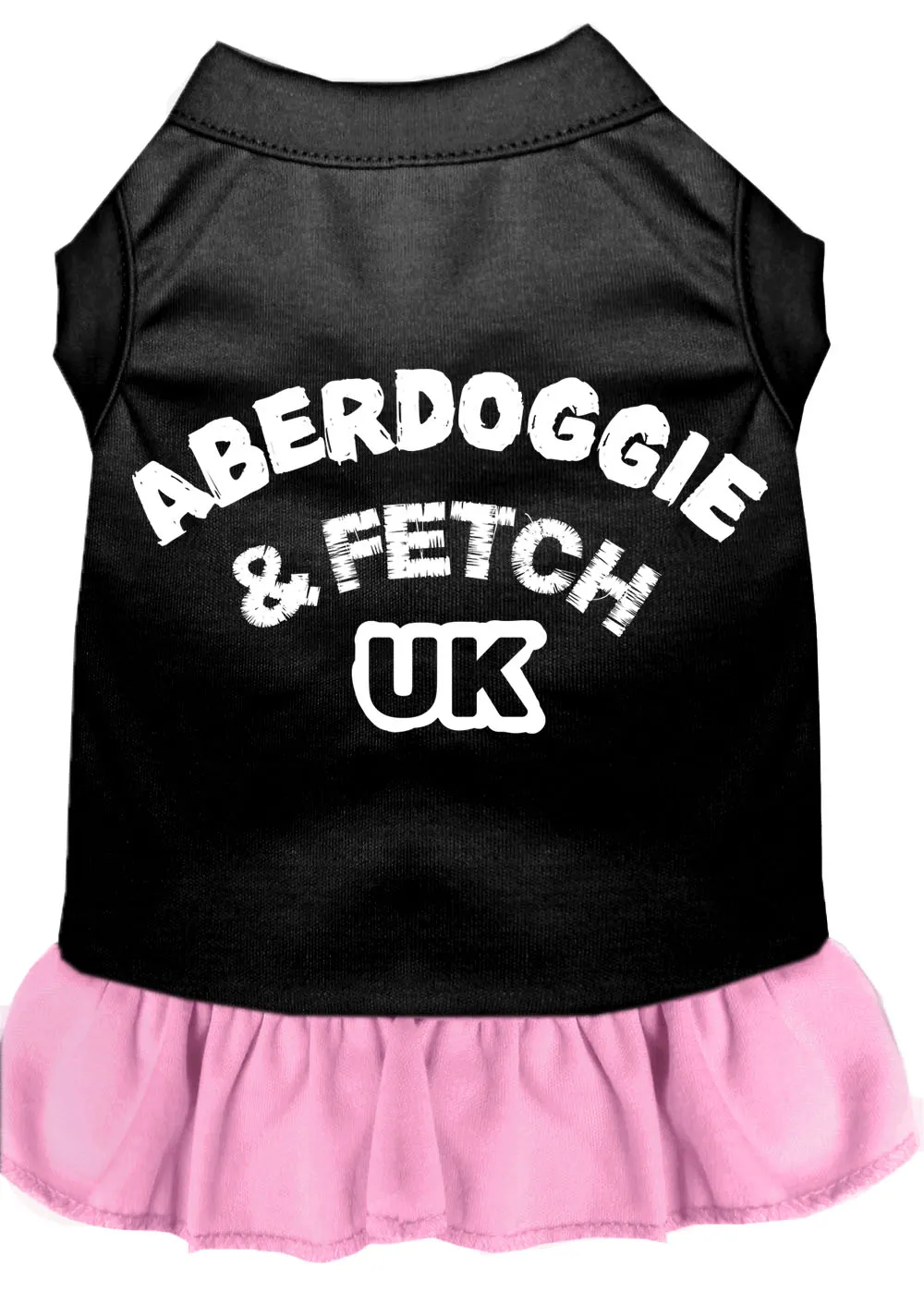 Aberdoggie Uk Screen Print Dog Dress Black With Light Pink Xl