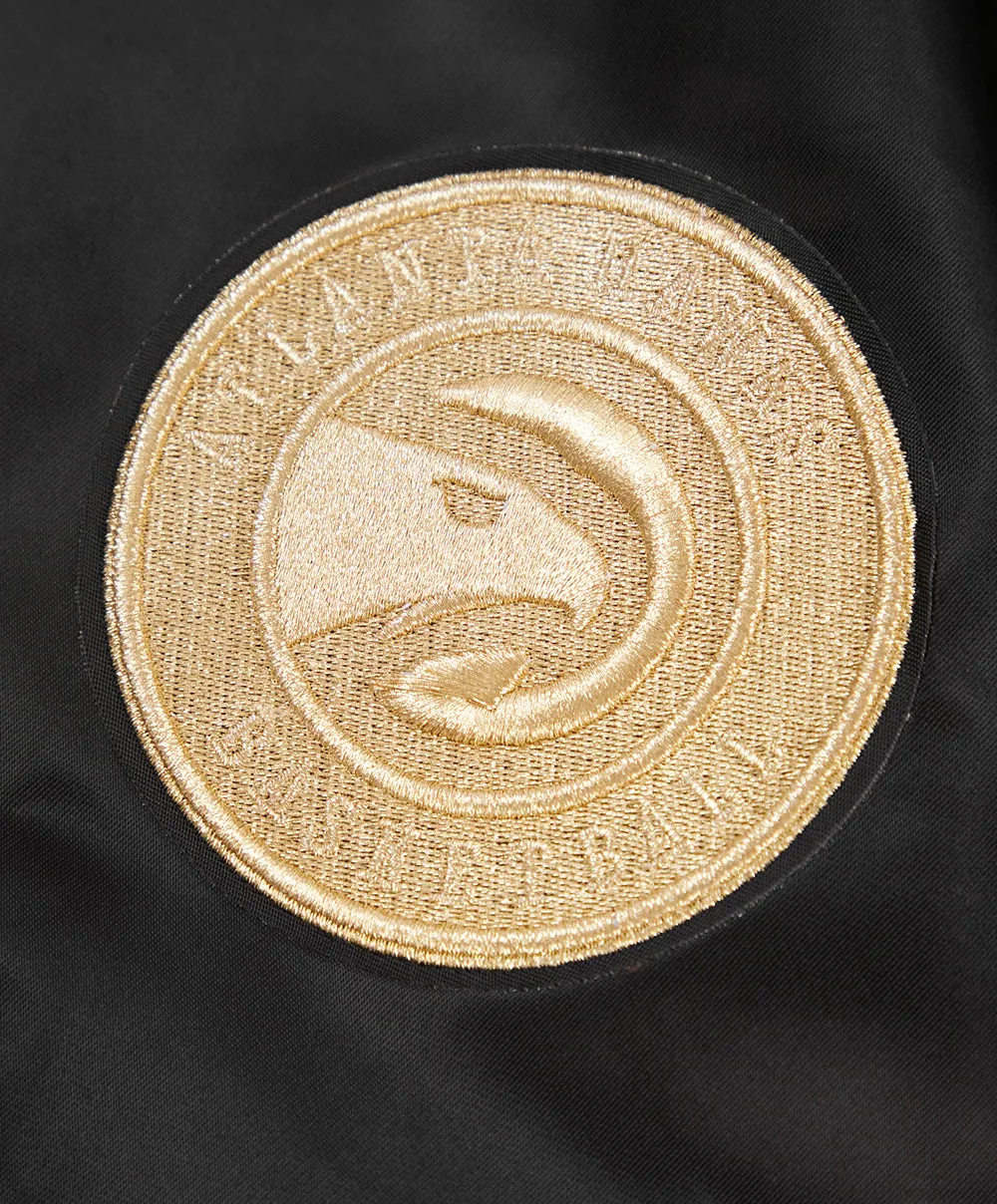 ATLANTA HAWKS GOLD LOGO SATIN JACKET (BLACK)