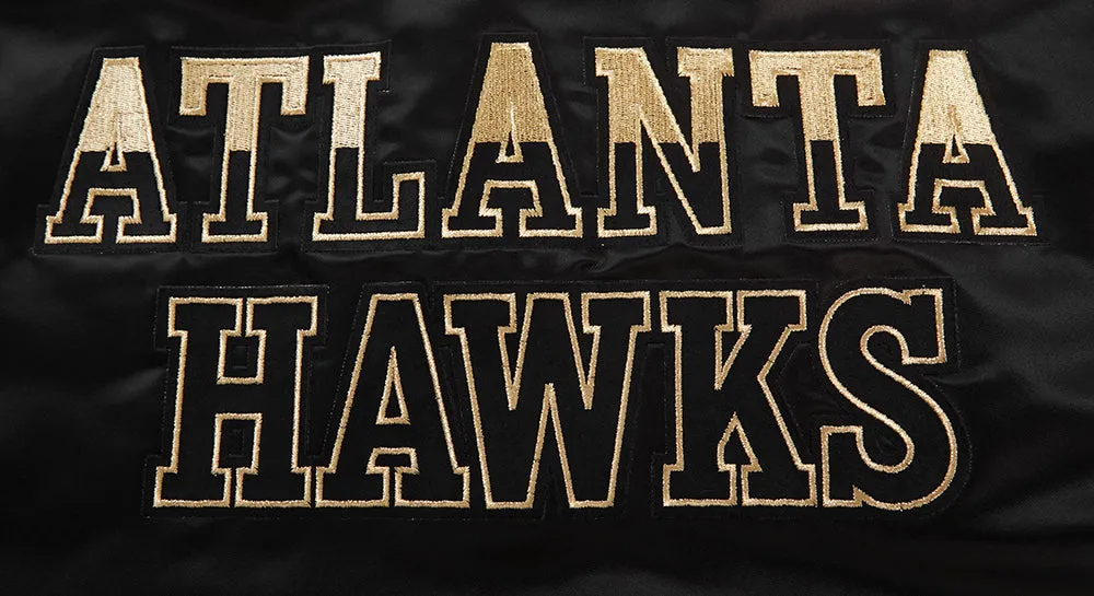 ATLANTA HAWKS GOLD LOGO SATIN JACKET (BLACK)