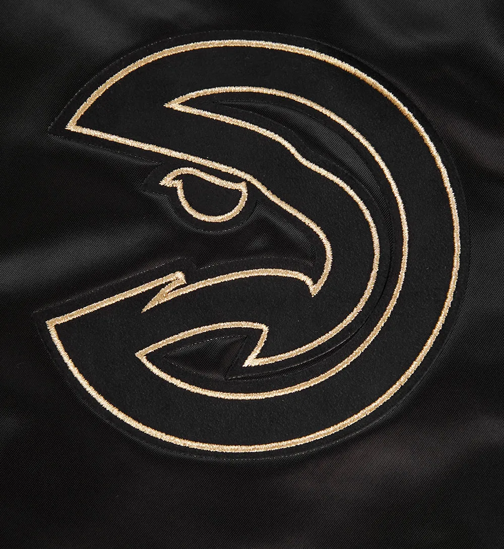 ATLANTA HAWKS GOLD LOGO SATIN JACKET (BLACK)
