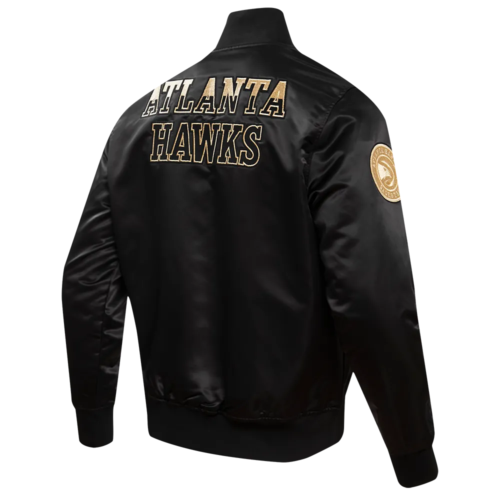 ATLANTA HAWKS GOLD LOGO SATIN JACKET (BLACK)