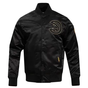 ATLANTA HAWKS GOLD LOGO SATIN JACKET (BLACK)