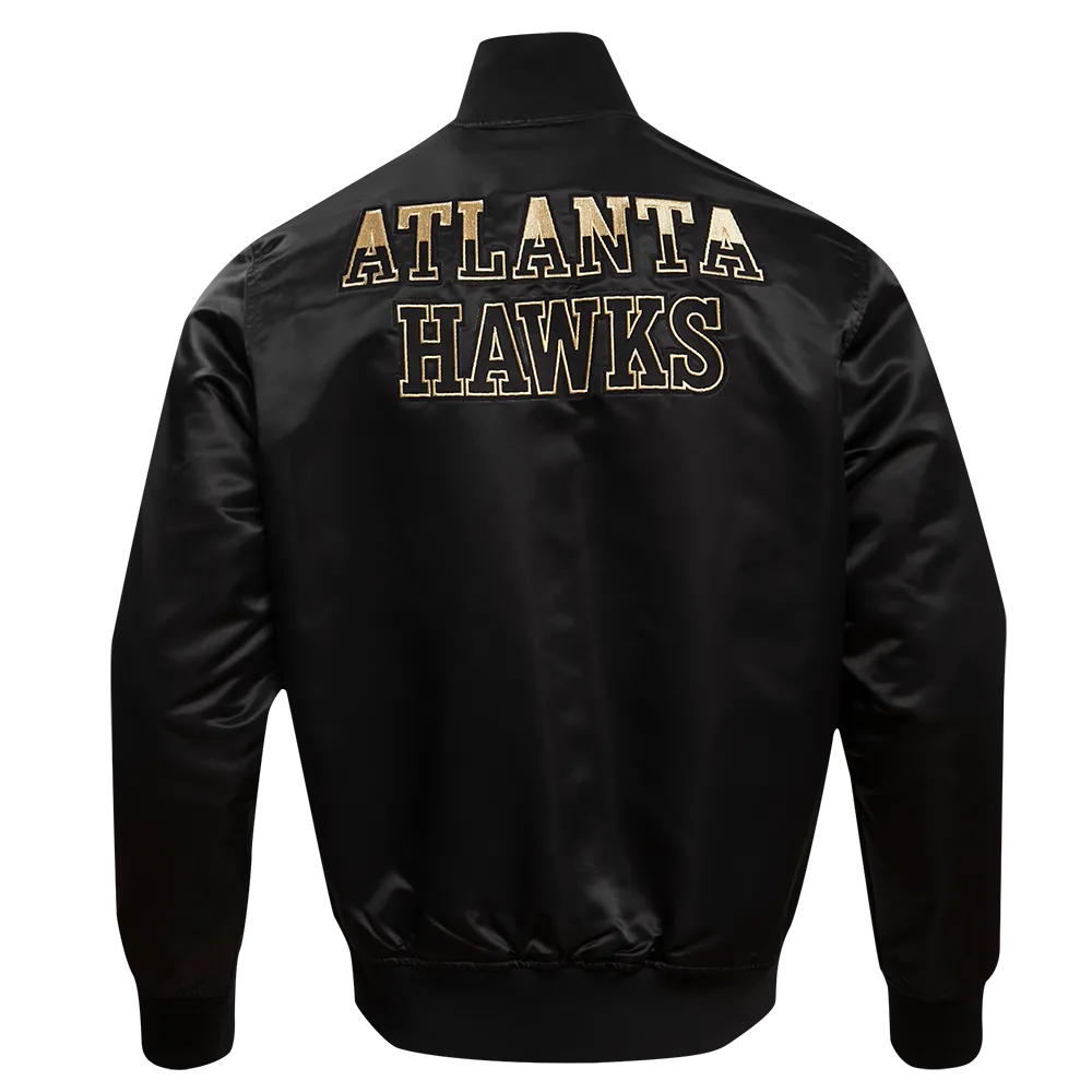 ATLANTA HAWKS GOLD LOGO SATIN JACKET (BLACK)