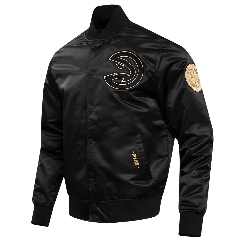 ATLANTA HAWKS GOLD LOGO SATIN JACKET (BLACK)