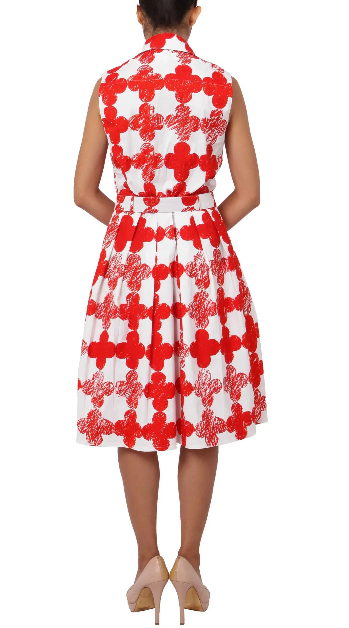 Audrey Dress Shirt Collar Sleeveless Regular Cotton Stretch (Pop Clover)