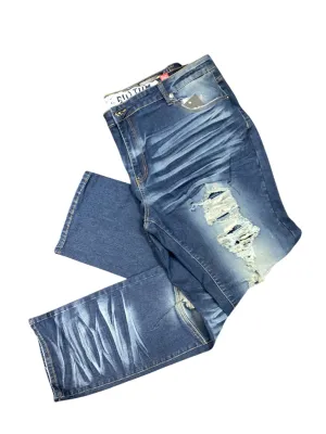 Big Men Ripped Jeans - Premium denim