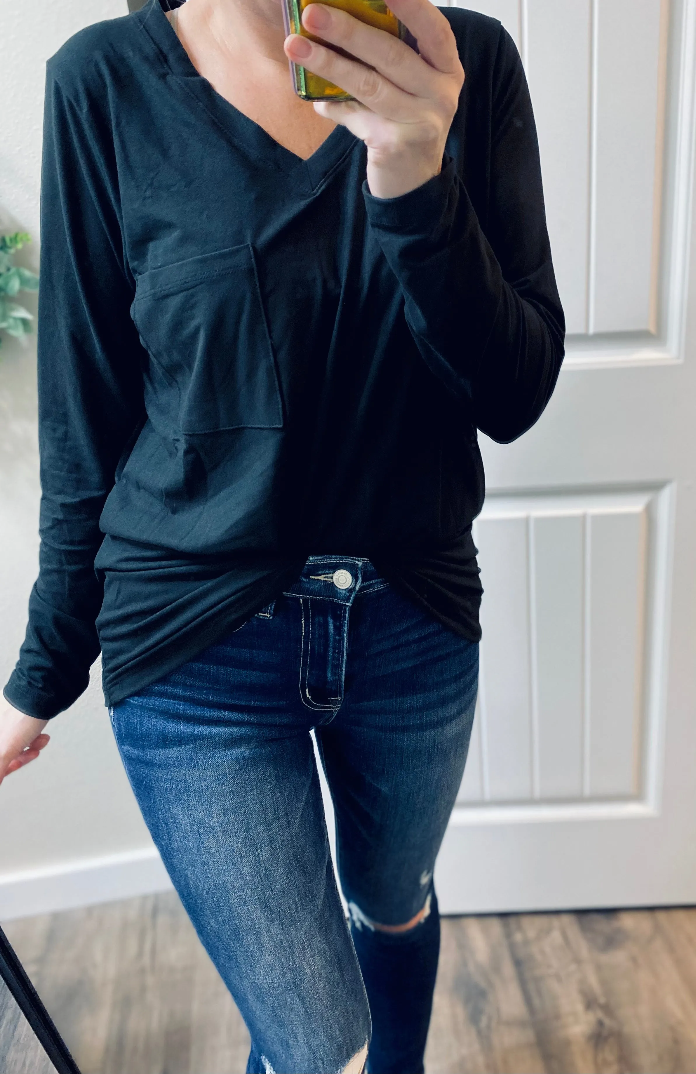 Black Buttery Soft Pocket Long Sleeve