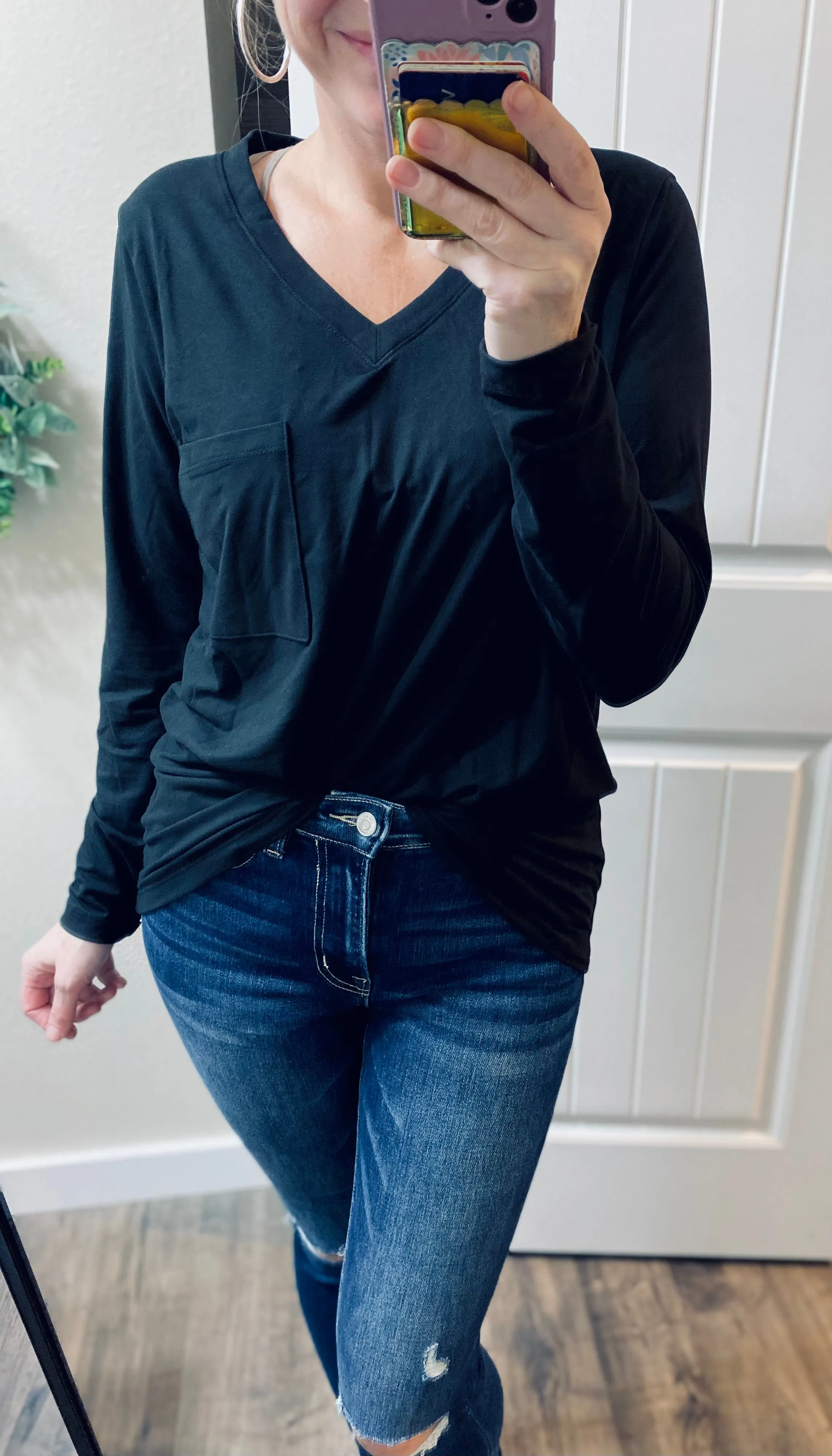 Black Buttery Soft Pocket Long Sleeve
