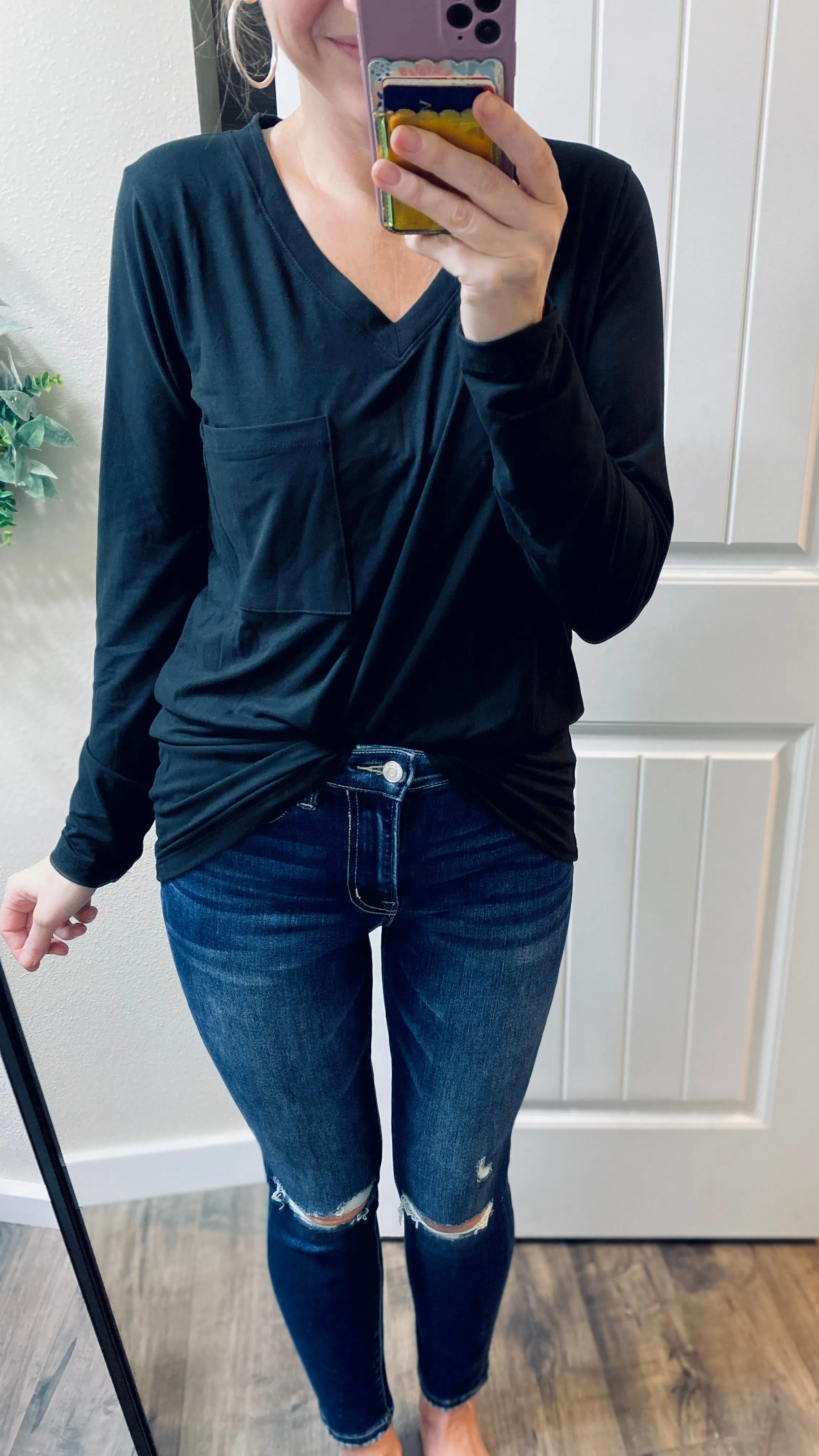 Black Buttery Soft Pocket Long Sleeve