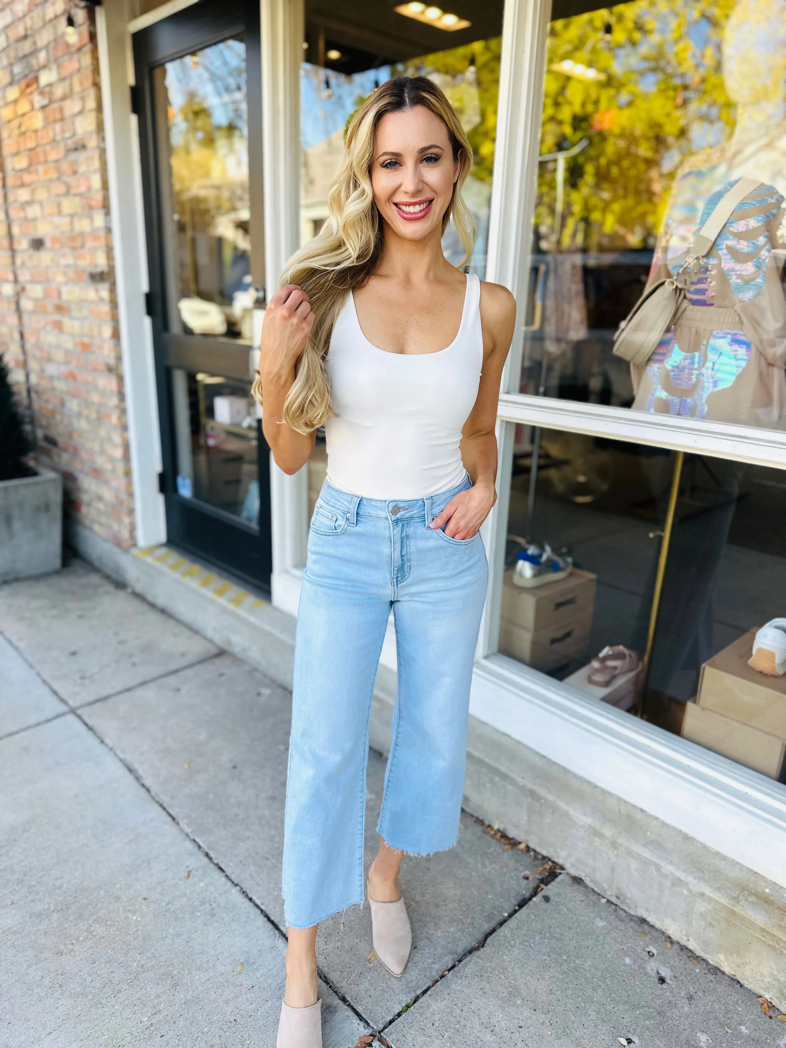 Blakely Slim Wide Leg Denim- Lt. Denim