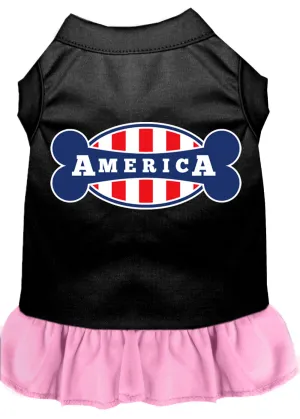 Bonely In America Screen Print Dress Black With Light Pink Xl
