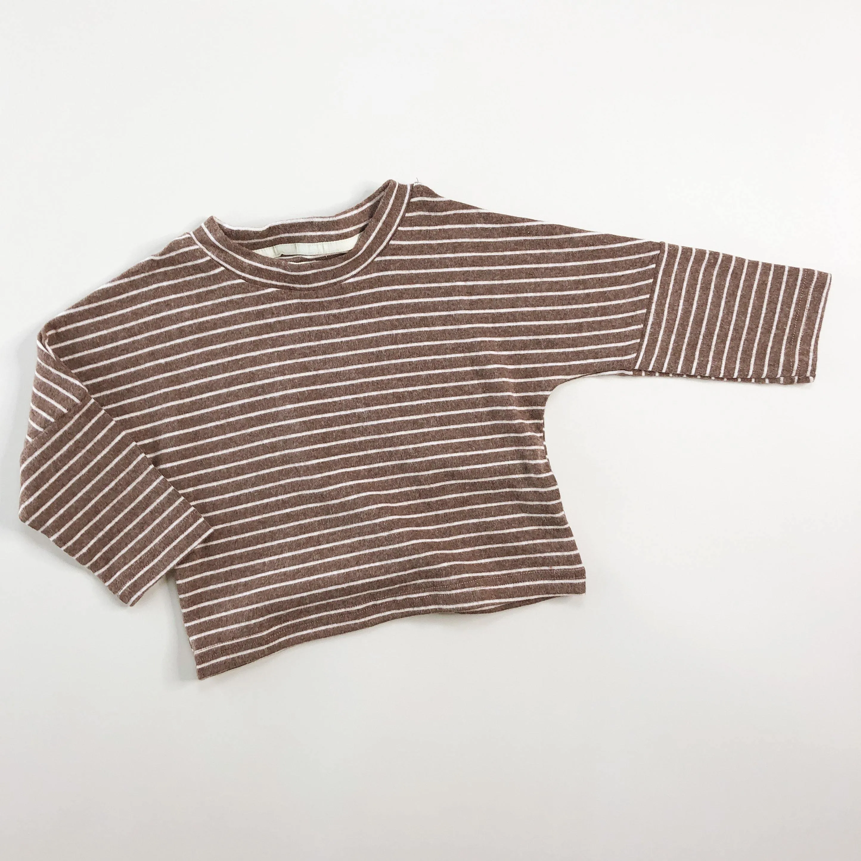 Brushed Cotton Stripe Long Sleeve Top