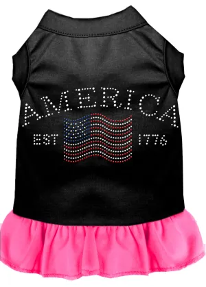 Classic America Rhinestone Dress Black With Bright Pink Sm