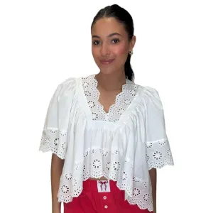 Delicate Breeze Eyelet Lace Blouse - Classic White