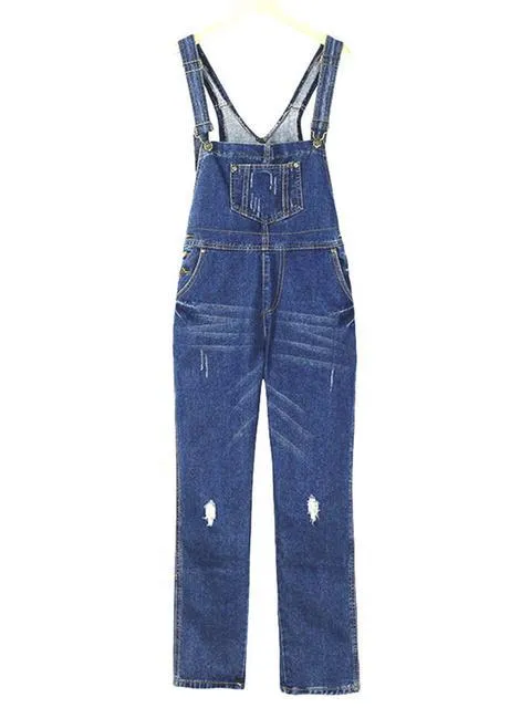 Denim Loose Solid Long Rompers