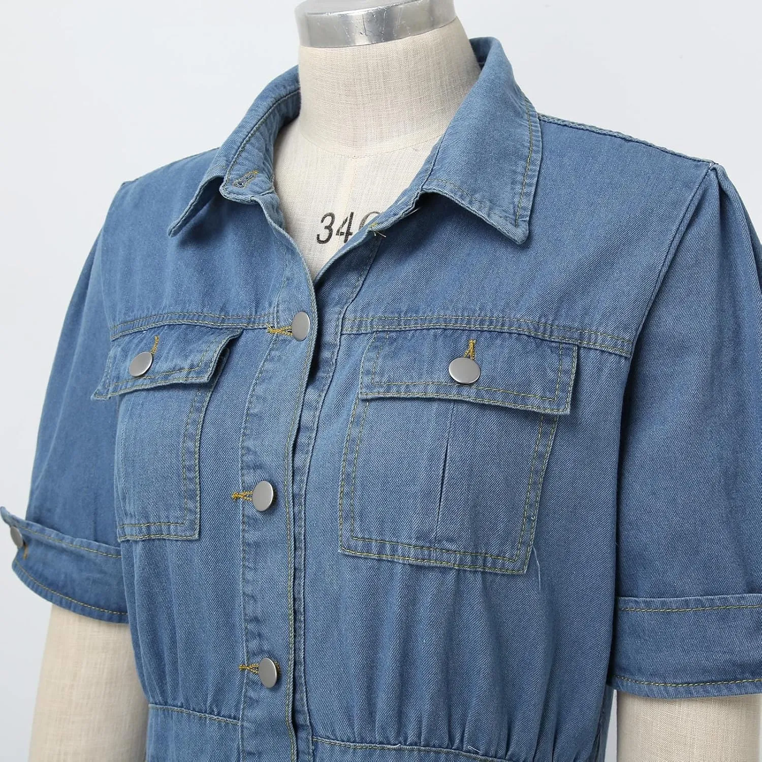 Denim T Shirt Dresses for Women with Pockets Short Sleeve 2025 Vacation Sundresses Beach Button Down Tshirt Summer