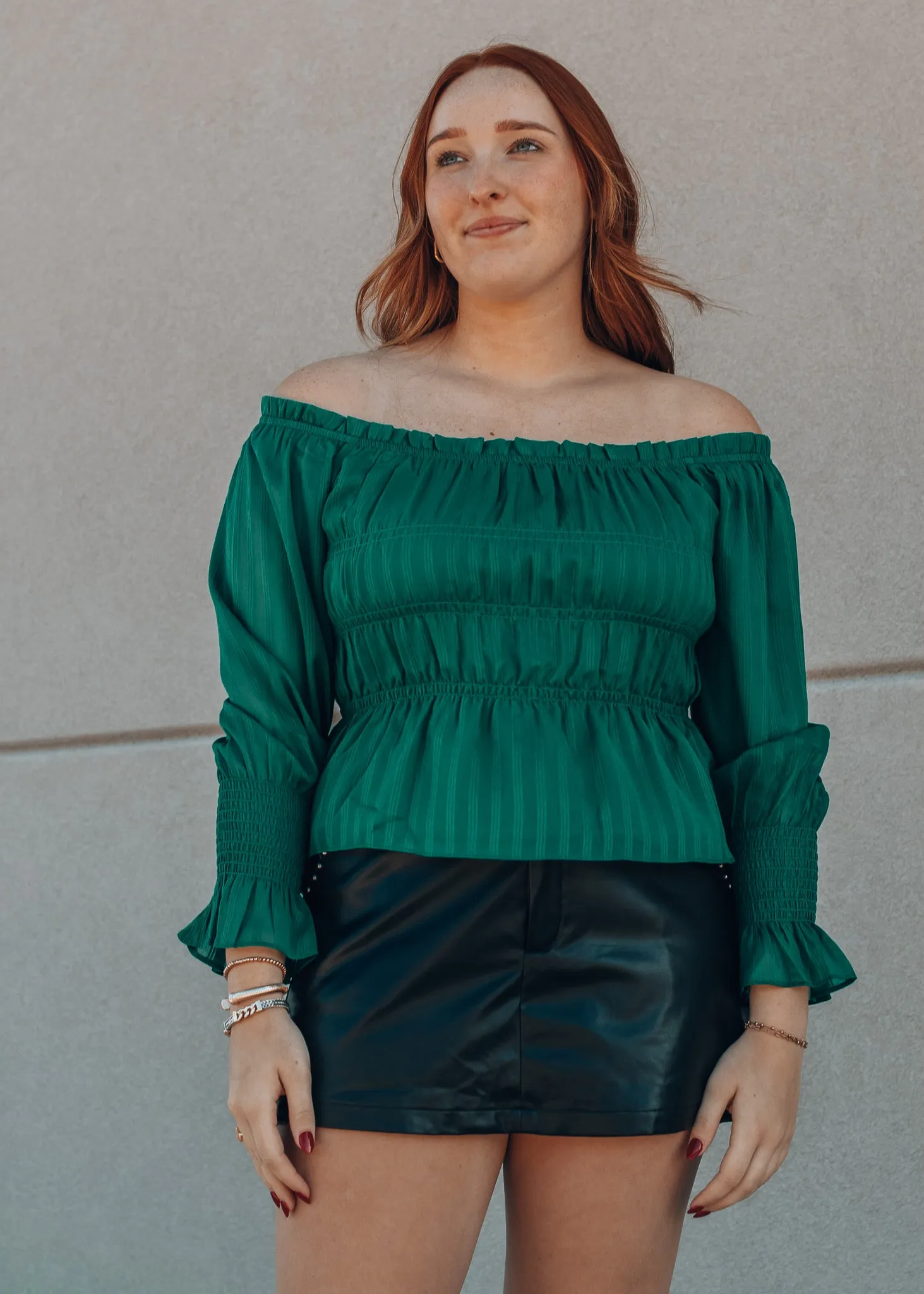 Envious Green Off the Shoulder Blouse