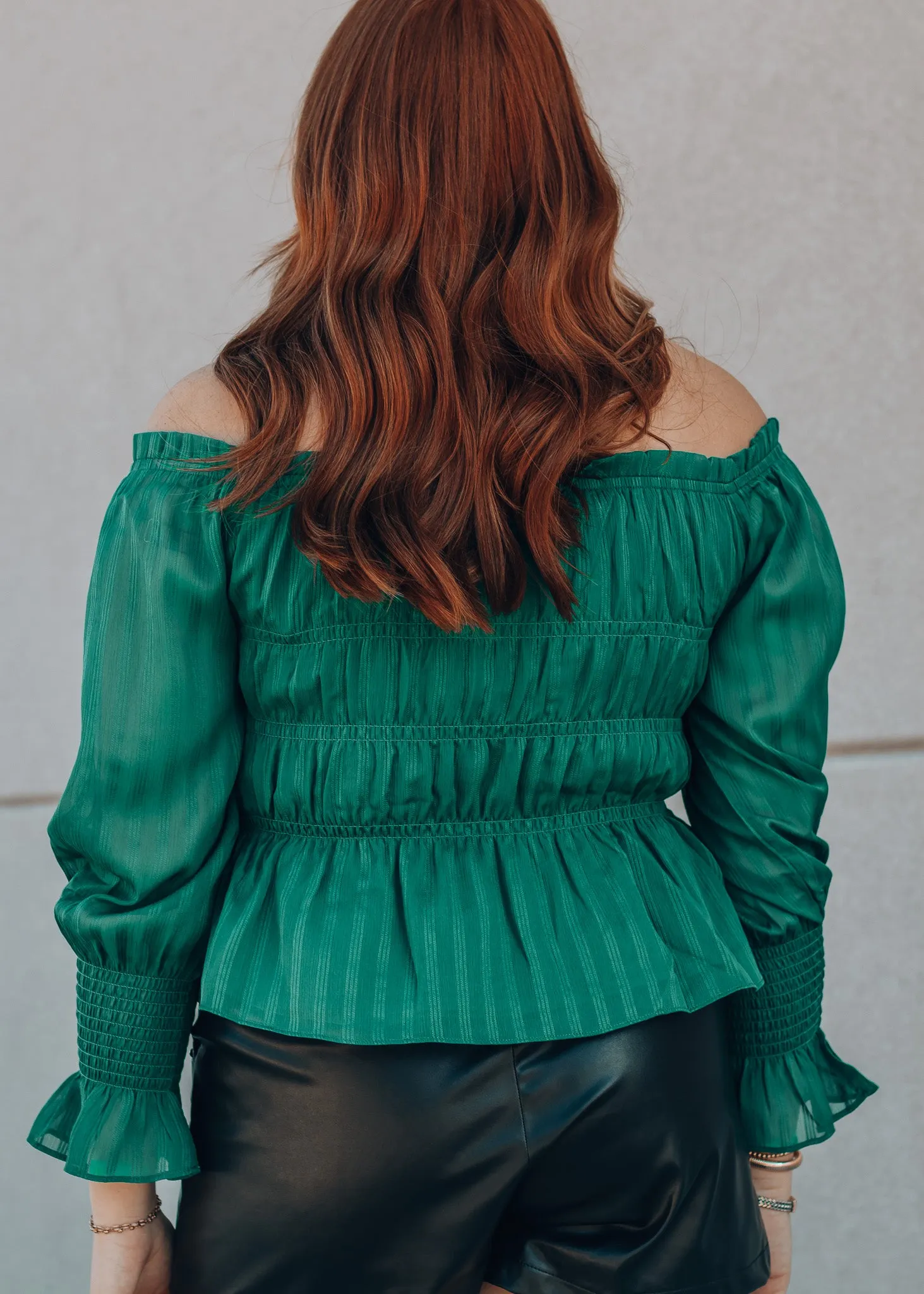 Envious Green Off the Shoulder Blouse