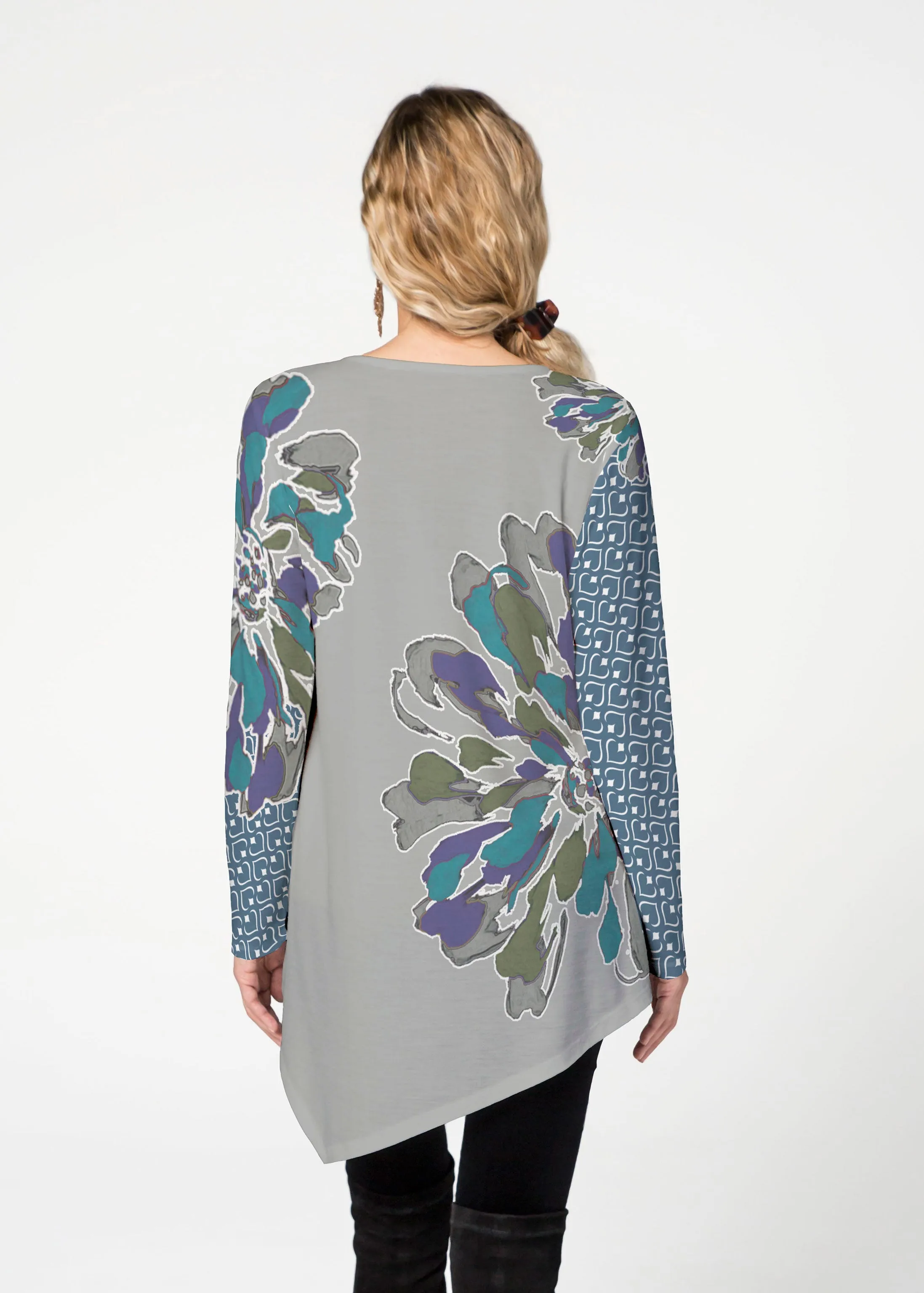 Fanny Grey Mixed (5148) ~ Asymmetrical French Terry Tunic