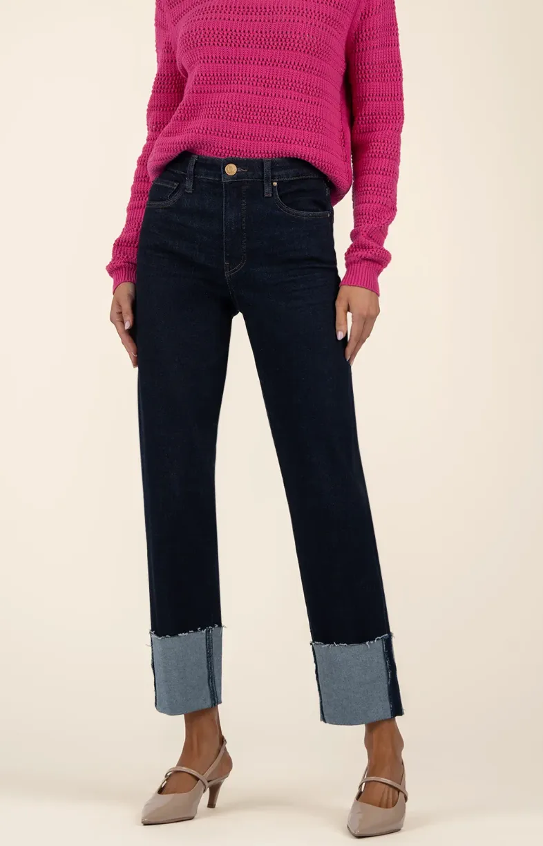 Fay High Rise Straight Leg Roll Up Raw Hem