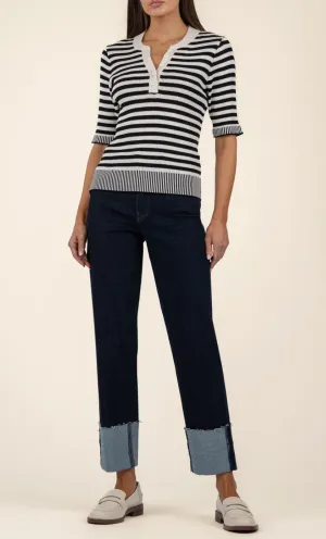 Fay High Rise Straight Leg Roll Up Raw Hem
