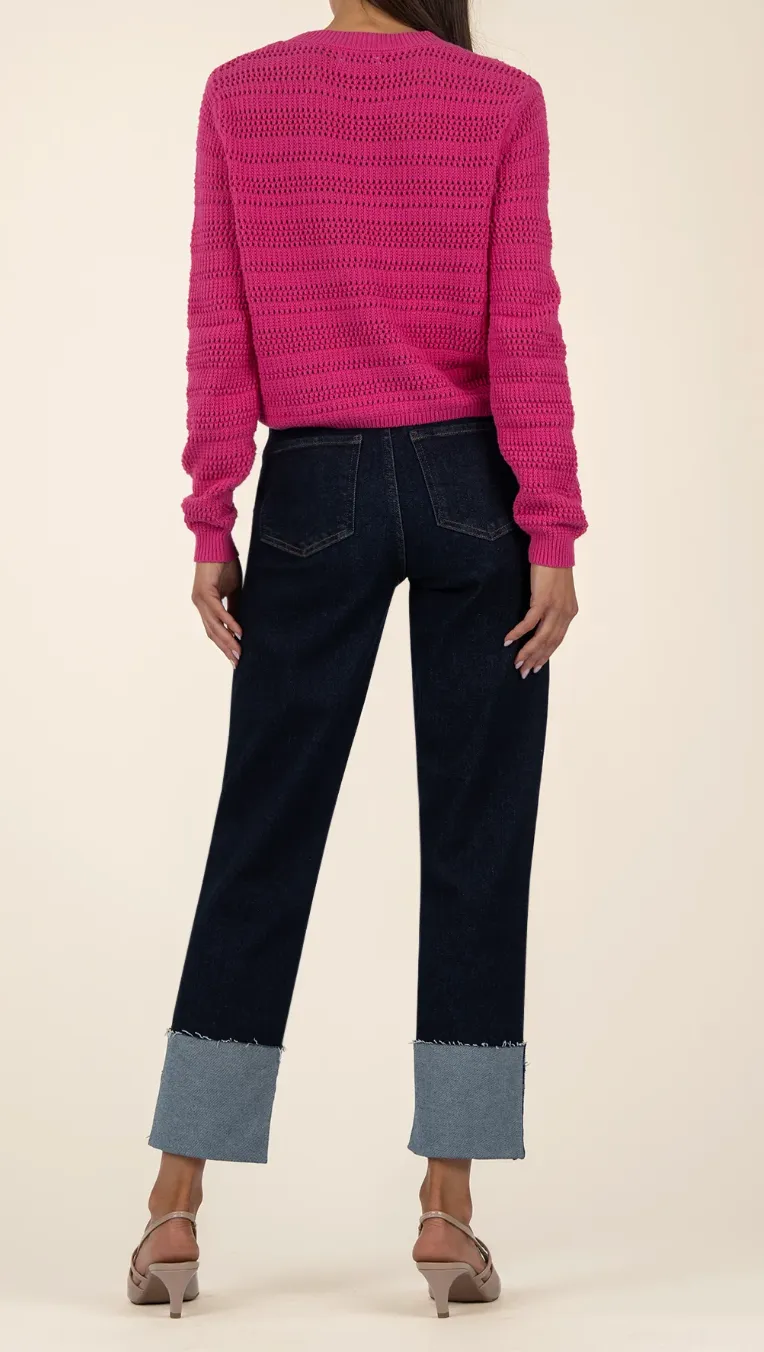 Fay High Rise Straight Leg Roll Up Raw Hem
