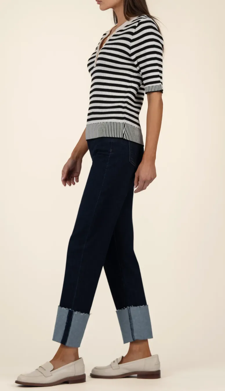 Fay High Rise Straight Leg Roll Up Raw Hem