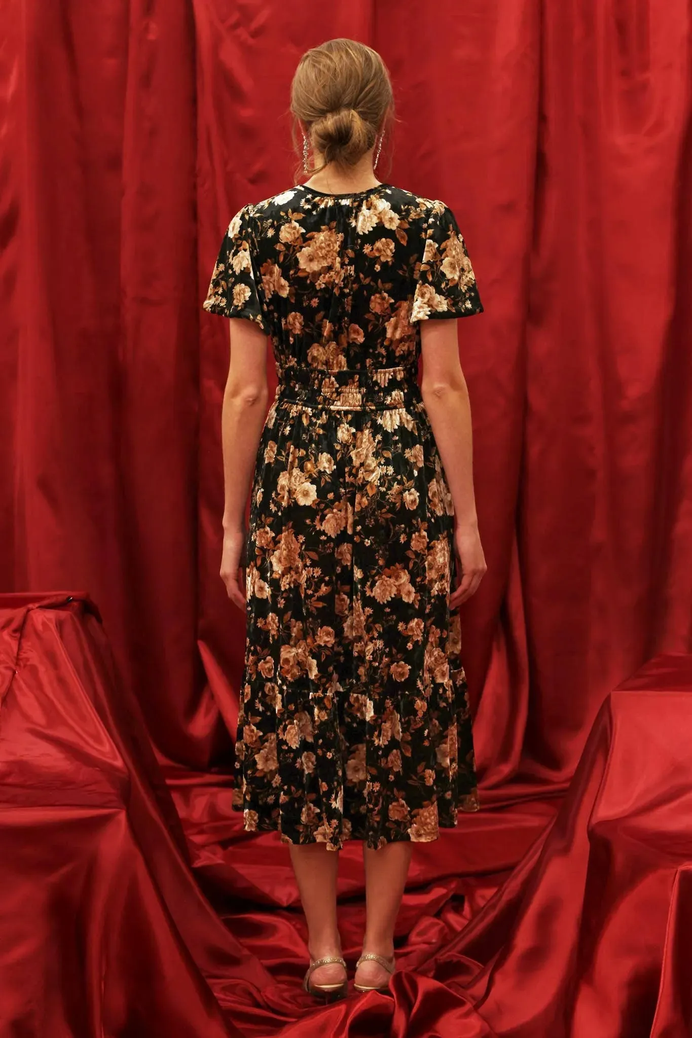 Floral Velvet Spliced Mini Dress