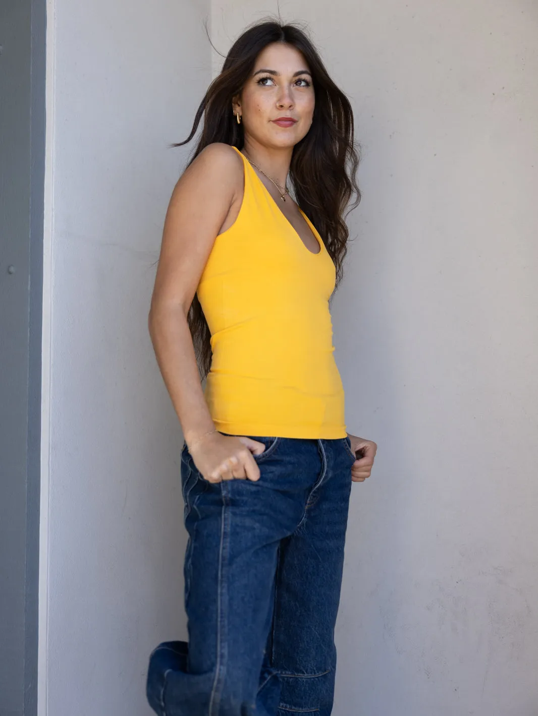FREE PEOPLE - Seamless V-Neck Cami Top