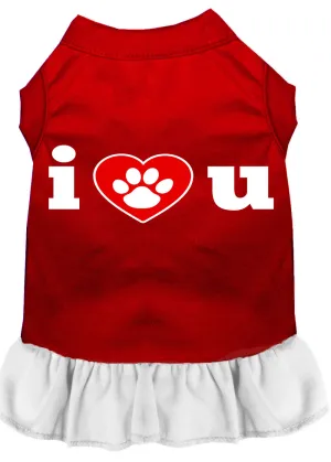 I Heart You Screen Print Dress Red With White Xs