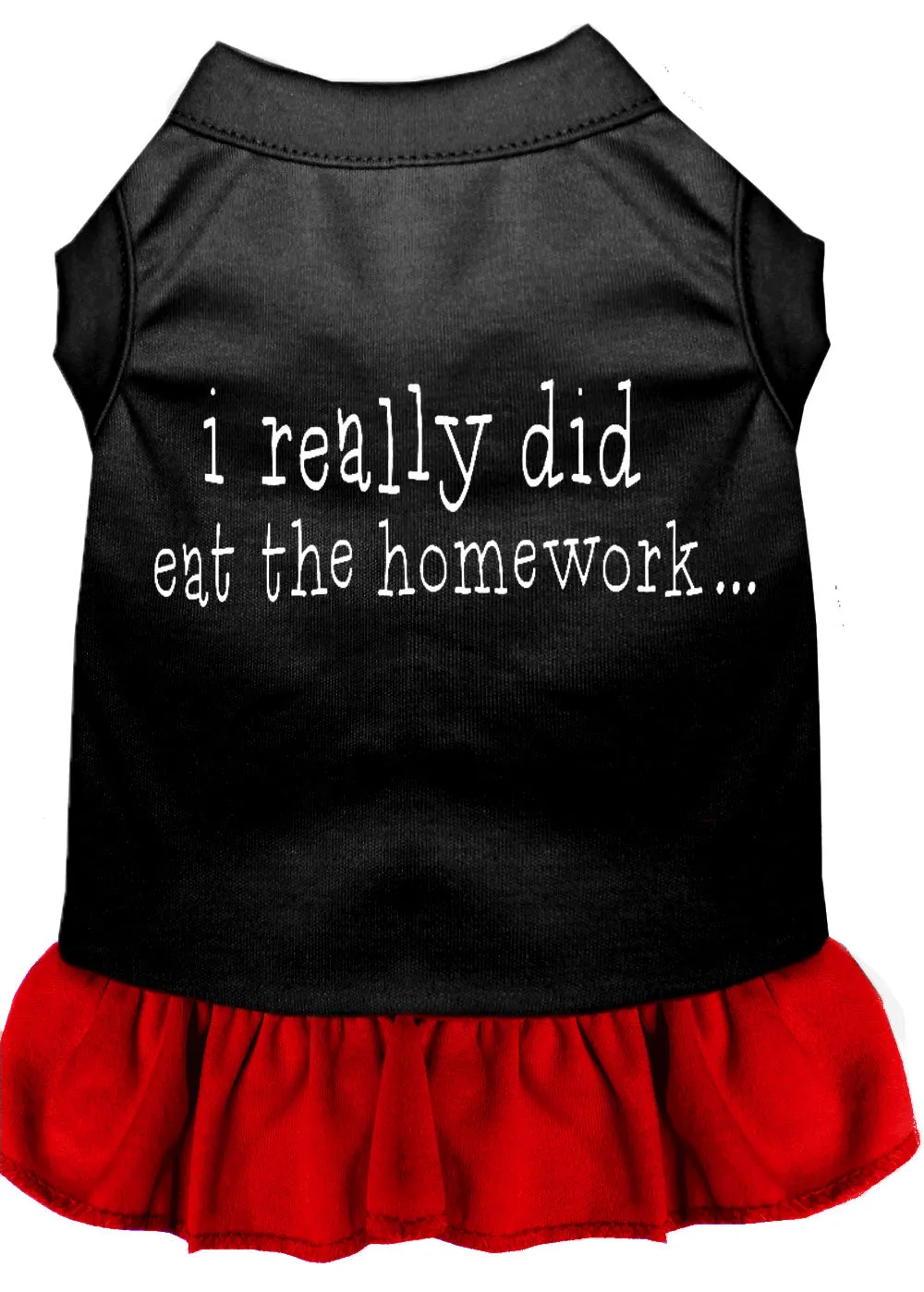 I Really Did Eat The Homework Screen Print Dress Black With Red Xl