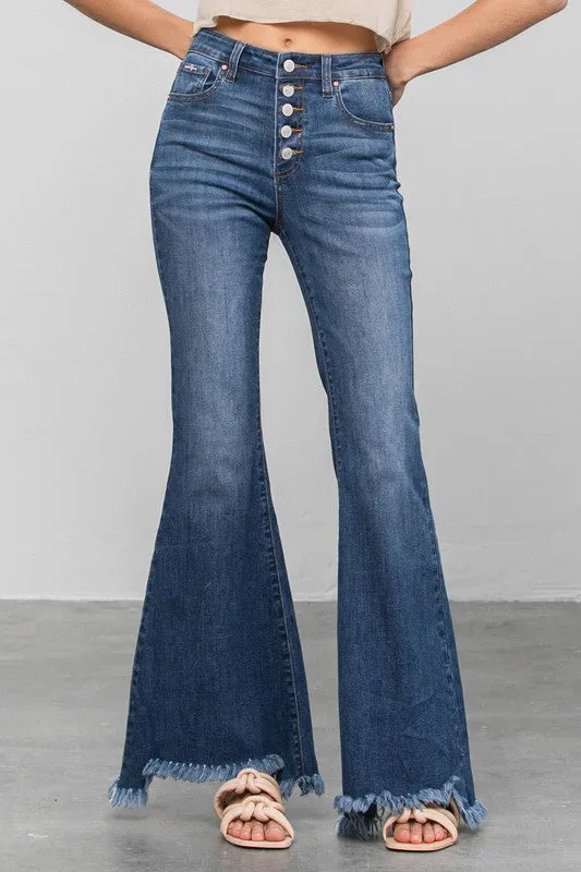 INSANE GENE BUTTON DOWN WIDE FLARE JEANS