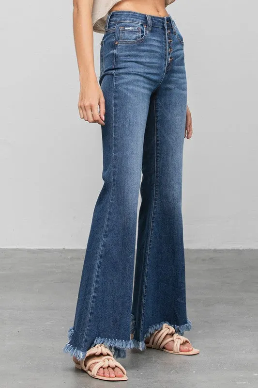 INSANE GENE BUTTON DOWN WIDE FLARE JEANS