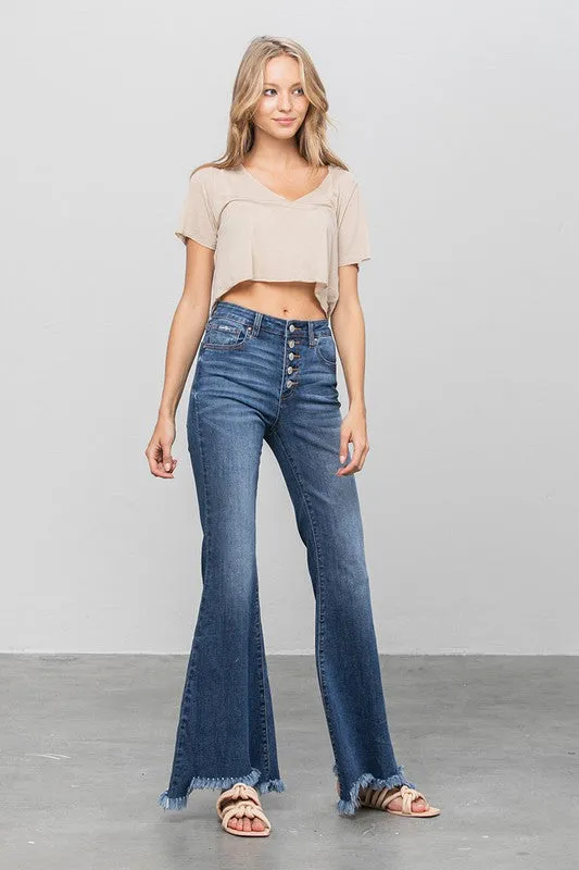 INSANE GENE BUTTON DOWN WIDE FLARE JEANS