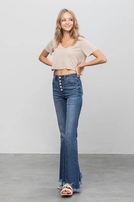 INSANE GENE BUTTON DOWN WIDE FLARE JEANS