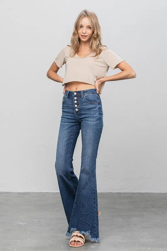 INSANE GENE BUTTON DOWN WIDE FLARE JEANS