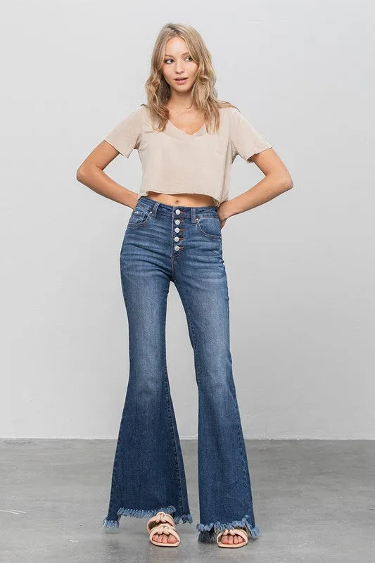 INSANE GENE BUTTON DOWN WIDE FLARE JEANS