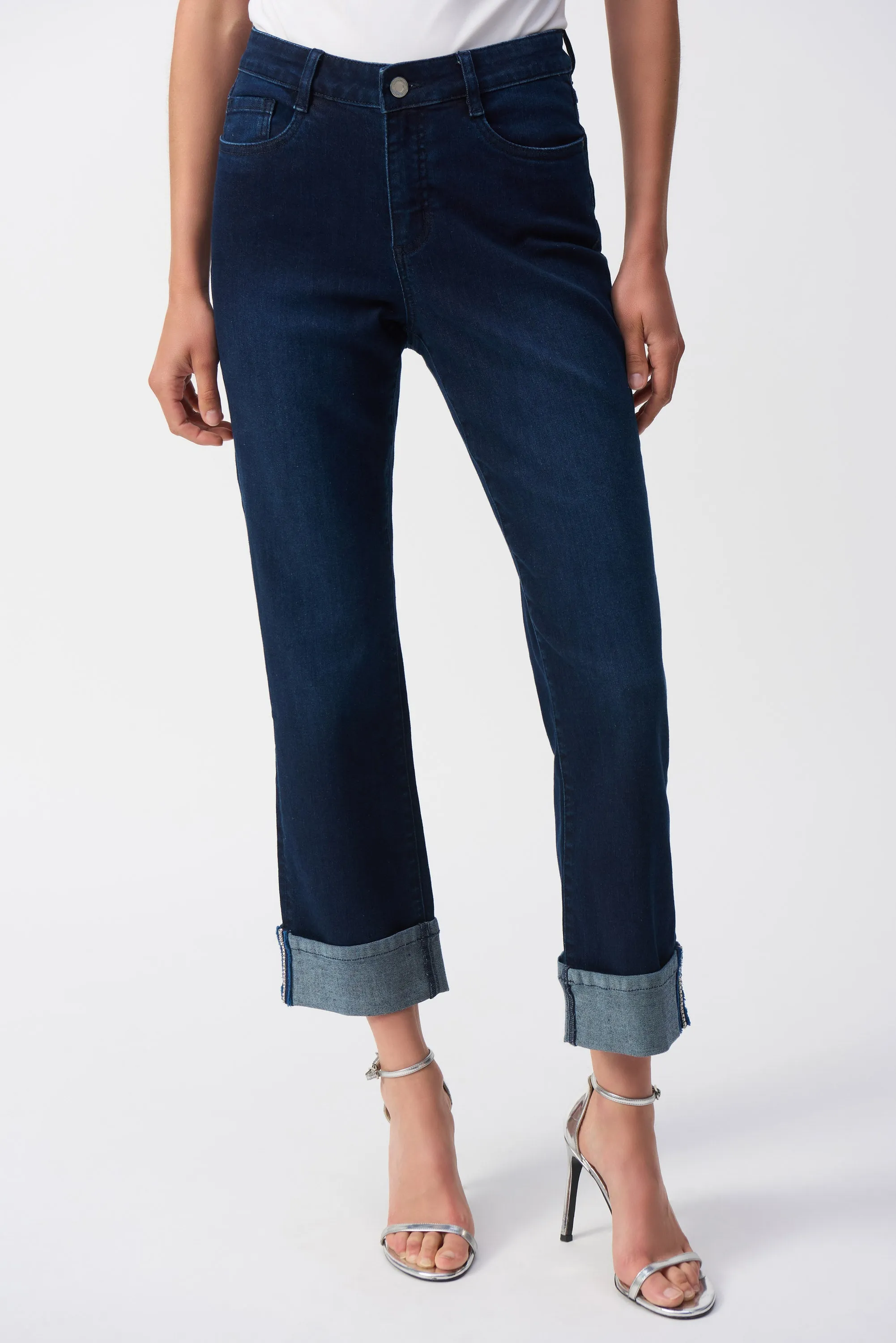 Joseph Ribkoff Dark Denim Blue Slim Fit Cropped Jeans