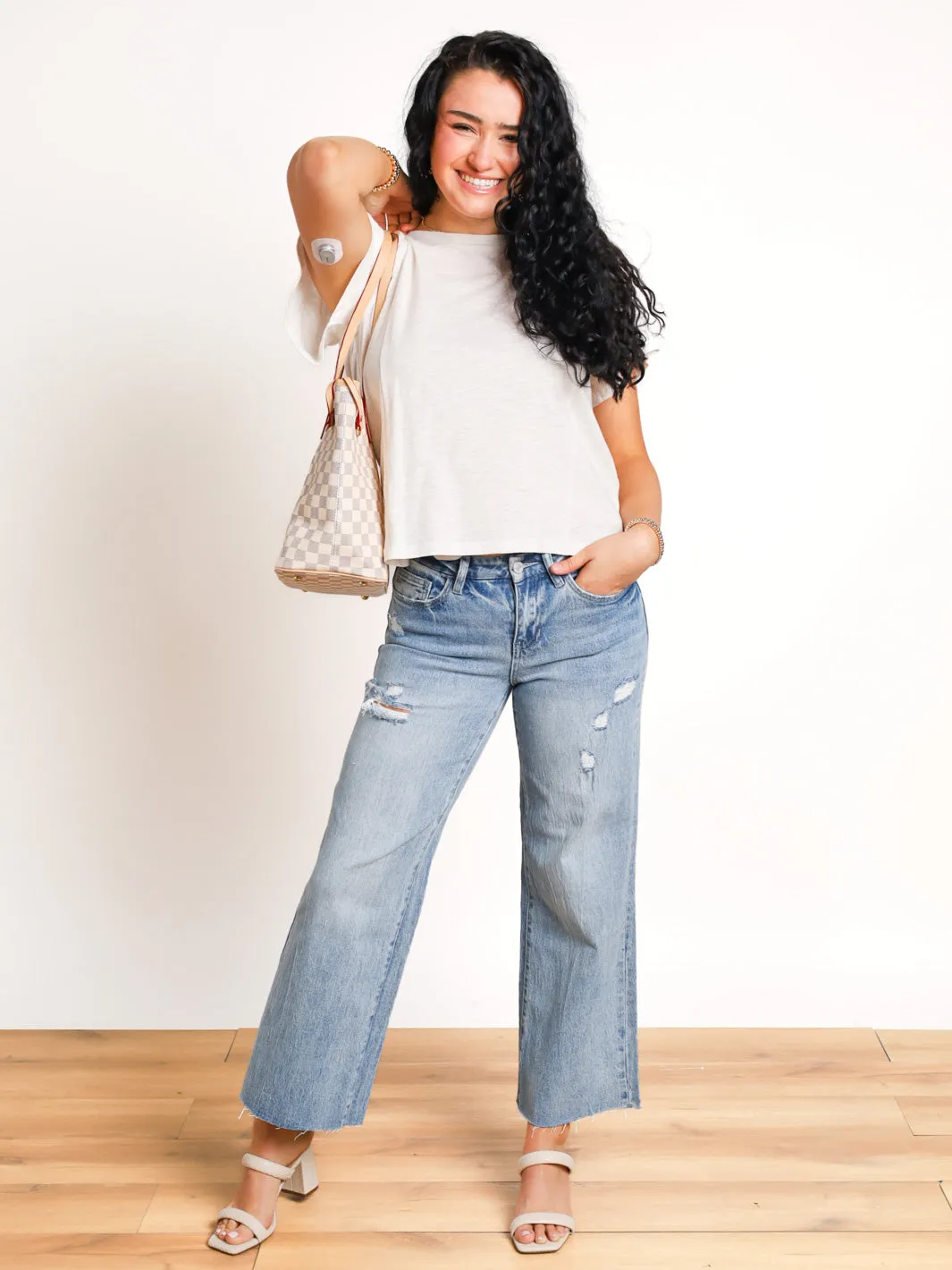 Kennedy Mid Rise Crop Wide Leg Jeans
