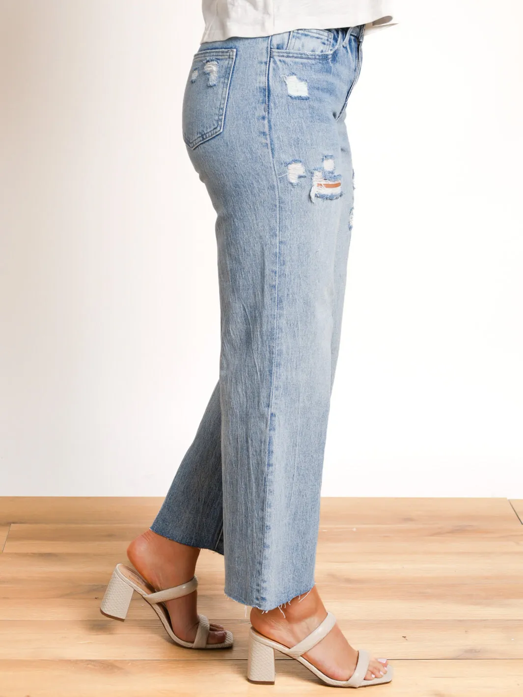 Kennedy Mid Rise Crop Wide Leg Jeans