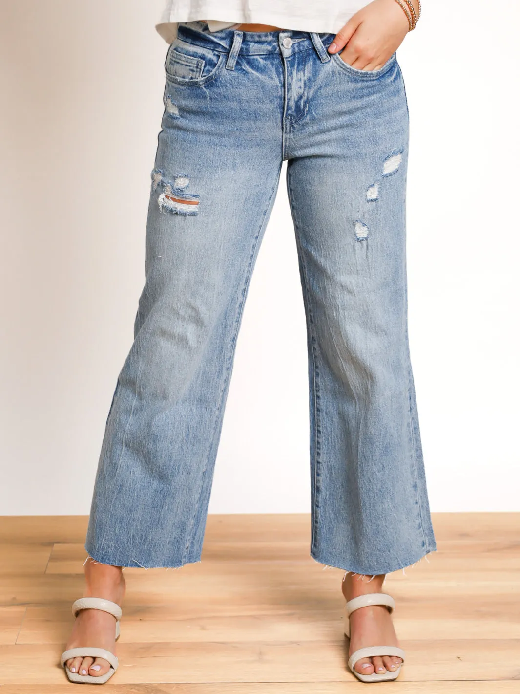 Kennedy Mid Rise Crop Wide Leg Jeans