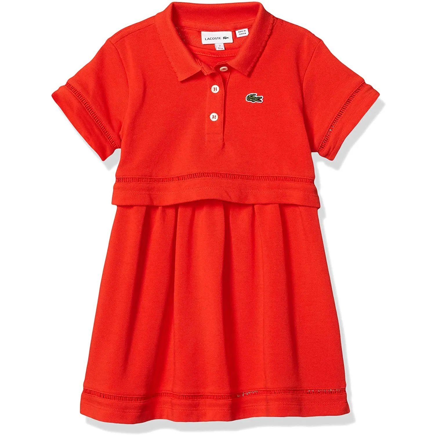 Lacoste Girls' Short Sleeve Feminine Pique Polo Dress