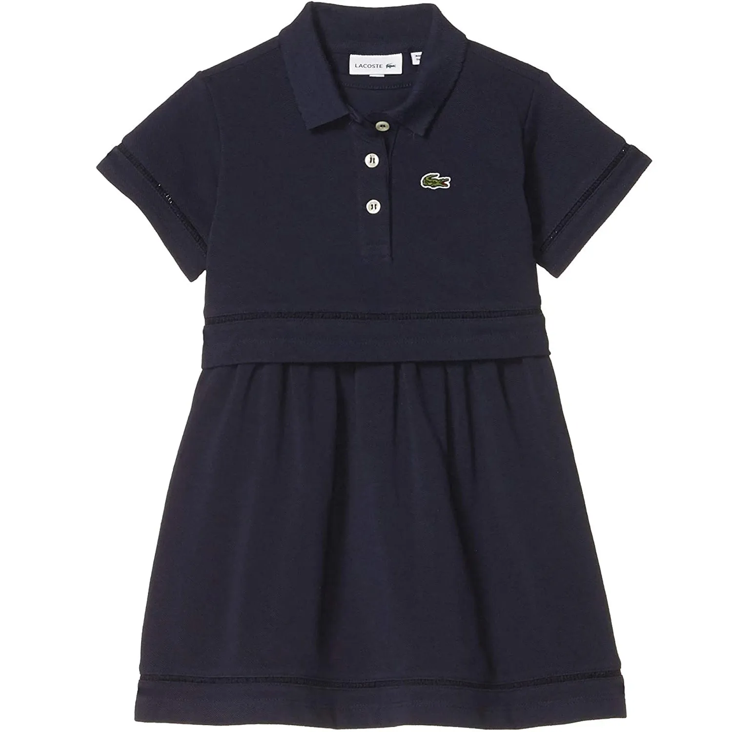 Lacoste Girls' Short Sleeve Feminine Pique Polo Dress