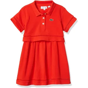 Lacoste Girls' Short Sleeve Feminine Pique Polo Dress