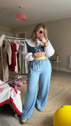 Lyocell Pull on Denim Effect Trousers