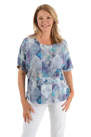 Maida Triple Button Short Sleeve Top